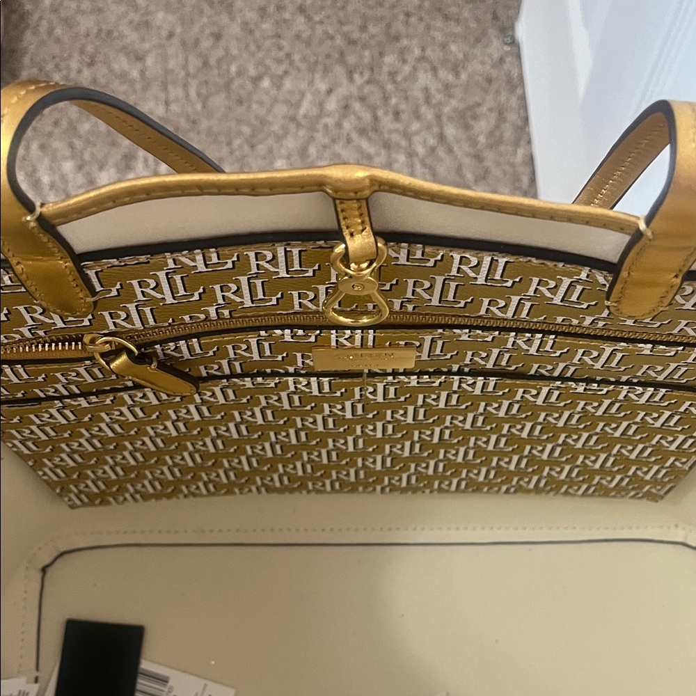 Ralph Lauren Gold and Cream Tote - Picture 5 of 6